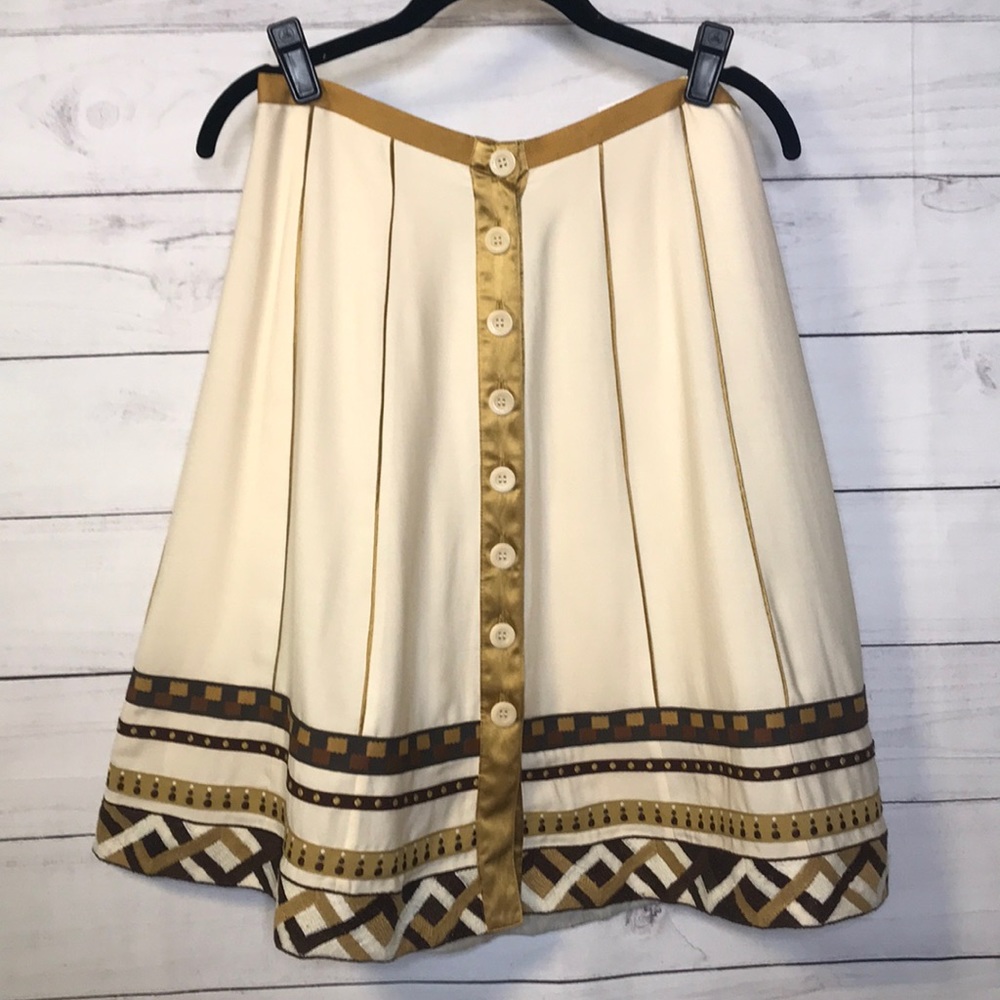 Catherine Malandrino Skirt 2 A-Line Ivory & Brown